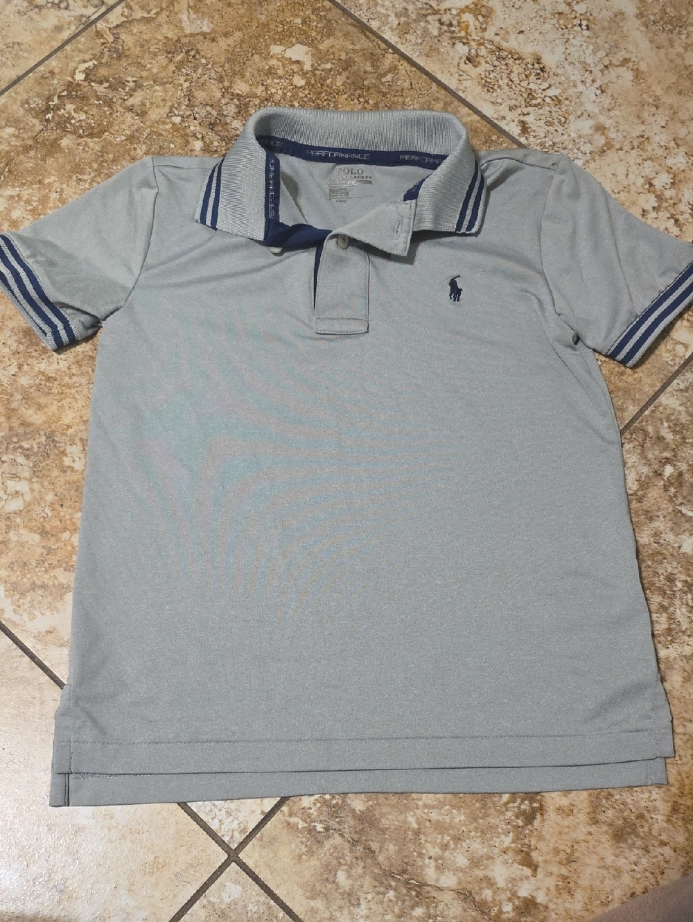 Polo by Ralph Lauren Light Blue Polo with Navy Trim Performance Size Small Youth